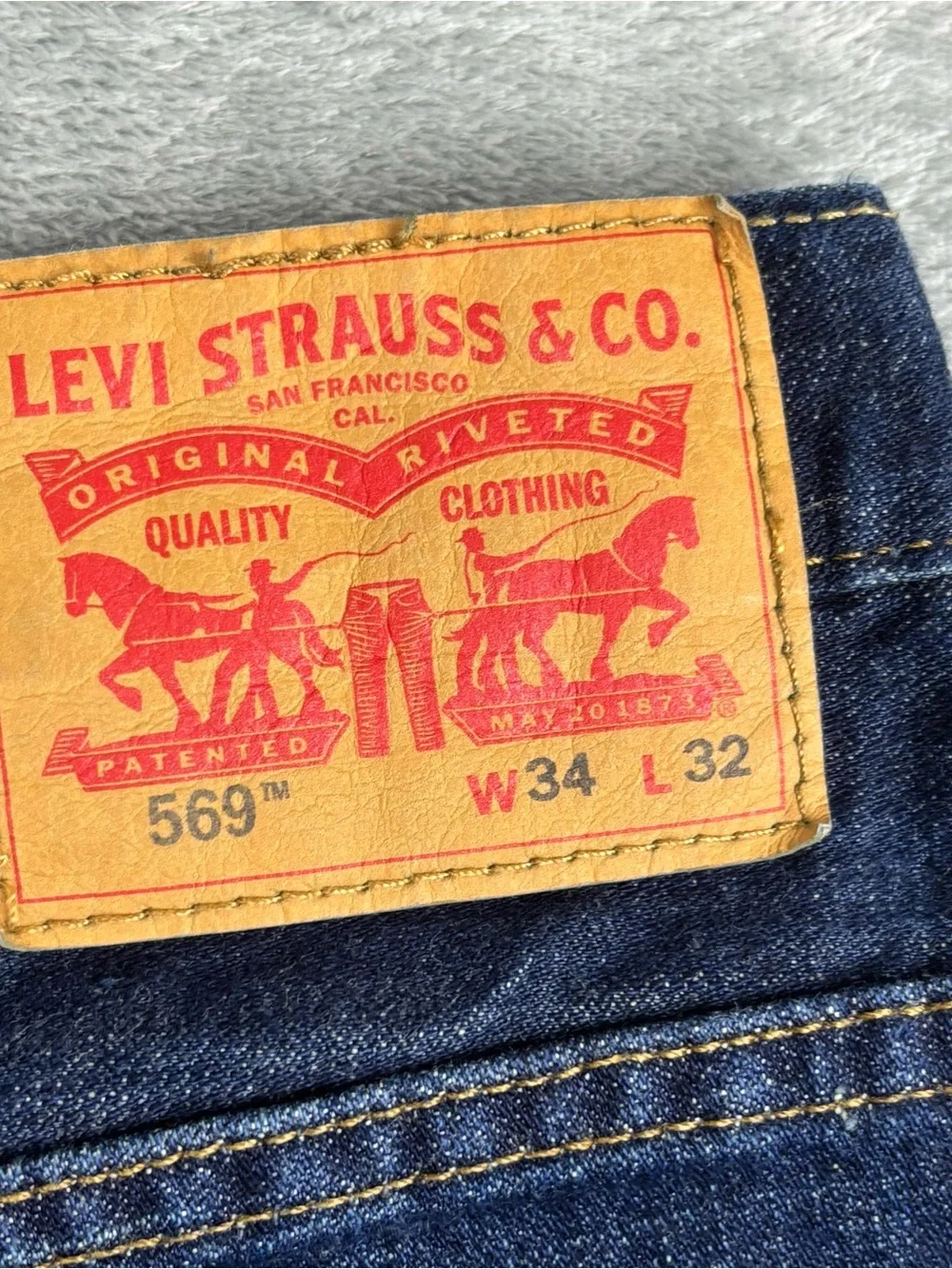 Levi's 569 Jeans Mens 34X32 (Fit 34X33) Blue Loose Straight Denim Relaxed Baggy